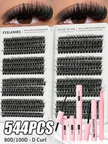 640片装 50D/60D/80D 蓬松卷翘 8-16mm 混合假睫毛嫁接 DIY 套装，包含 DIY 下睫毛、眼影盘、柔软簇状假睫毛，打造自然蝴蝶妆效，在家轻松 DIY 假睫毛。套装内含睫毛胶水、卸妆液、睫毛镊子（下睫毛 + 50D/60D/80D*2）、睫毛簇套装、假睫毛。 - 黑色 - 查看 11