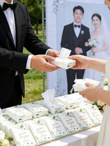 20/10/1pc 柔軟面紙「幸福之淚」，綠葉裝飾，適合訂婚、婚禮派對、見證喜悅時刻，新郎新娘婚禮用品 - A - 查看 10