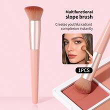 1支杏色腮红刷，斜角刷，长柄木柄，化妆刷，散粉刷，轮廓刷，化妆工具，适合初学者和专业人士，家用/户外男女通用 - 杏色 - 查看 11