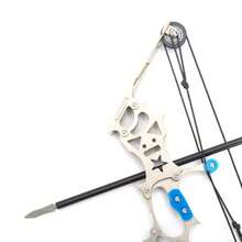 7.5-Inch Stainless Steel Mini Compound Bow,Mini Toy Bow And Arrow Set, Ideal For Beginner Archery Practice And Holiday Gifts - Silver Black - View 6