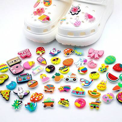 100pcs DIY Shoe Clips, Suitable For Sandals, Slippers, Garden Shoes, Beach Shoes, For Women And Men, Romantic Spring Shoe Accessories