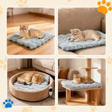 Cat Heating Pad Pet Heating Pad with Smart Thermostat 12 Temp Levels and 0-12H Timer Plush Fleece Cover with Zipper Waterproof and Chew Resistant 18x18in for Cats and Small Dogs - Pequeño 18x18 - Ver 7