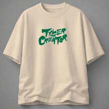 Oversized Tyler Creator Singer Music T-Shirt, Premium Streetwear, Summer/Winter T-Shirt - 卡其色 - 查看 3