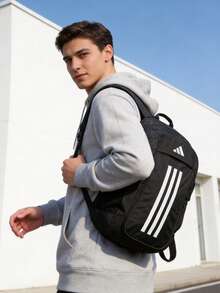 Adidas 男包女包休閒包雙肩包 TR POWE 學生書包日常戶外健身包旅遊包 IP9878 - 黑色/白 - 查看 1