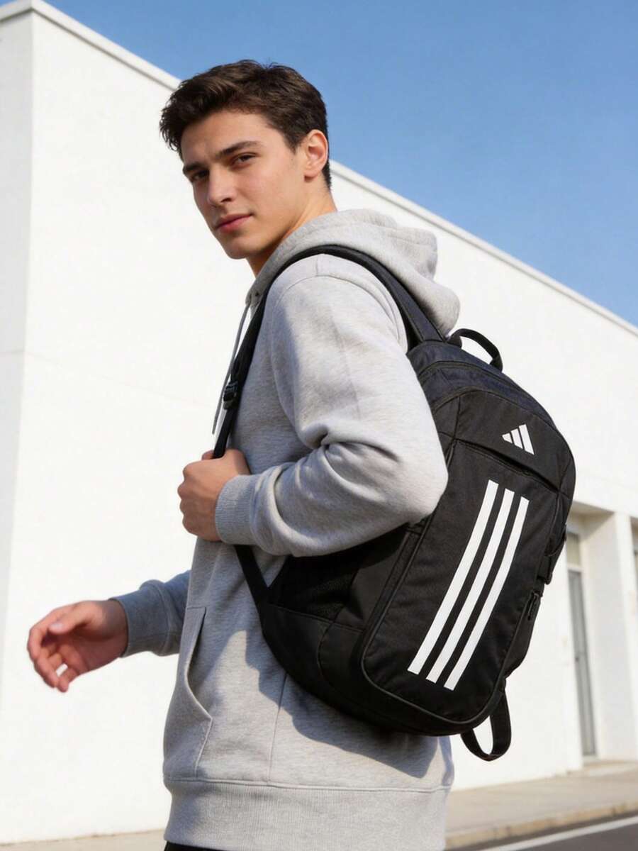 Adidas 男包女包休閒包雙肩包 TR POWE 學生書包日常戶外健身包旅遊包 IP9878 - 黑色/白 - 查看 1