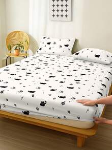 1pc Fitted Bed Sheet, Mattress Protector, Daily Mattress Cover, Soft & Breathable, Suitable For All Seasons, Cloud-Like Comfort, Fits Full/Queen Size Mattress Up To 10 Inch Thick, Essential For Home & Dorm, Home Textile & Decor - Multicolor - View 6