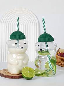 1 bình nước hình gấu dễ thương, dung tích khoảng 500ml/23oz, có thể đựng cà phê, nước ngọt, nước cam, cola, v.v., thời trang và tiện dụng, phù hợp cho nhiều dịp, là một lựa chọn quà tặng tuyệt vời. - Nhiều màu - Xem 4