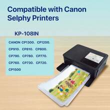 AIVE CP1500 Selphy 彩色墨盒和相纸套装，兼容 CP1300、CP1200、CP910、CP900 照片打印机、KP108IN、KP-36IN、6 英寸打印机，兼容 Selphy CP1300 墨盒和相纸（适用于 P 型纸盒），兼容 Selphy CP1500、CP1200、CP910、CP900 打印机、KP108IN、KP36IN - 3套 - 查看 4