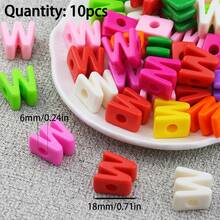 10 hạt acrylic có lỗ ở giữa, hạt chữ cái, dùng để làm trang sức DIY, đồ dùng xâu hạt và thủ công. - tự làm lấy - Xem 22