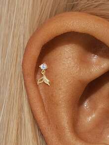 EleRunis 1 chiếc khuyên tai hình ngôi sao bất đối xứng bằng bạc Sterling 925, kiểu dáng phẳng, thích hợp đeo hàng ngày, dự tiệc cưới, lễ đính hôn, kỷ niệm, ngày Valentine. - Vàng - Xem 26