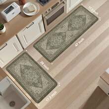 Anti Fatigue Mats for Kitchen Floor 17"x47"+17"x29" Boho Kitchen Rugs Sets of 2 Cushioned Kitchen Floor Mats Comfort Standing Mat for Laundry Office Sink Desk Dark Green - Verde Oscuro - Ver 4