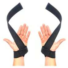100% Cotton Splint Straps. For Bodybuilding 1 Pair COLOR: Black - Black - View 2