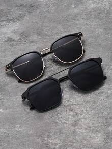 2pcs Unisex Retro Travel Metal Frame Sunglasses, Fashionable Versatile, Classic Design | UV Protection, Suitable For Outdoor, Travel, Beach, Daily Wear And Driving - 2PCS Combination Pack a - View 6