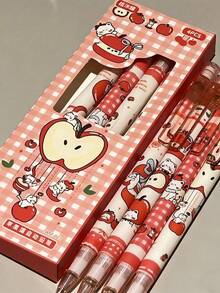 4pcs Matcha Green Cherry/Apple Automatic Pencils, Fashionable High-Quality Butterfly/Red Cherry Mechanical Pencils, Durable 0.5mm Lead, Student & Office Supplies - Multicolor - View 9