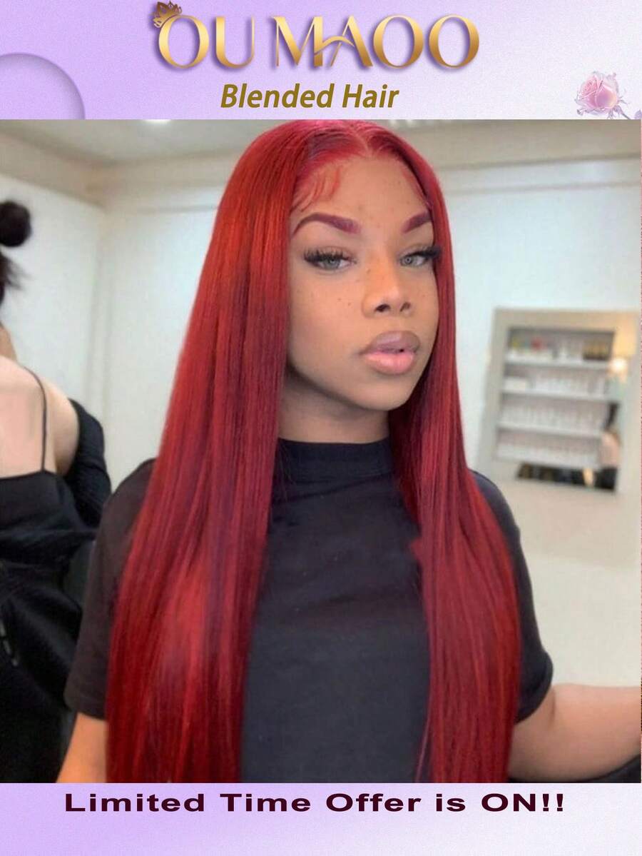 200% 超高密度顺滑直发假发 - 13x6 高清蕾丝前额真人发混纺，预先拔毛，无需胶水，自然发际线，超浓密丝滑，打造自然外观，专为女性设计，无需胶水，即戴即用