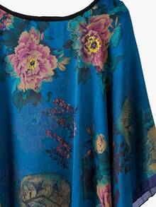 1 chiếc khăn choàng nữ kiểu retro thanh lịch in hoa giả lụa, thích hợp cho hoạt động ngoài trời, du lịch, chống nắng, mùa xuân/hè. - Nhiều màu - Xem 2