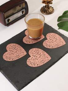 1-200 piezas Manteles individuales con forma de corazón dorado de PVC, lavables, fáciles de limpiar, se limpian con un paño, antideslizantes, decoración de mesa de fiesta de boda y vacaciones - Multicolor - Ver 31