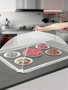 Large Thick Mesh Food Cover - 27.55 Inches Long, 19.68 Inches Wide, Convenient, Dust-Proof Kitchen Accessory With Fashionable Lace Trim, Effectively Prevents Insects From Contacting Food, Ideal For Outdoor Barbecues And Home Events. - Multicolor - View 5