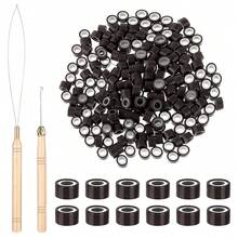 200 PCS Hair Extensions Beads Lined Micro Links Beads With 2 Pcs Pulling Hook Needle, Hair Extensions Tool Kit Bead Device Tool Kits For Tinsel And Feather Hair Extensions - View 10