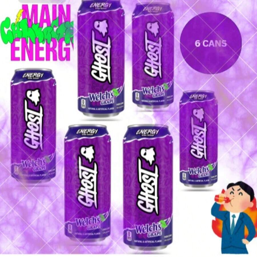 GHOST® ENERGY Zero Sugar Drink – Welch's Grape Flavor, 200mg Natural Caffeine, 16 Fl Oz (Pack Of 6) - Fruity - View 1