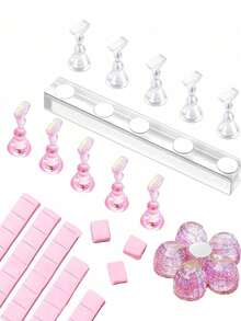 磁性美甲展示架 | 压感式美甲练习支架 | 含可重复使用的粘土 | 适合家庭美甲沙龙DIY、旅行必备、母亲节礼物 - 幻彩色 - 查看 2