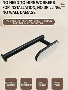 免钻孔厕纸架 – 塑料浴室厕纸架 – 黑白两色可选，承重力强，防水防锈，易于粘贴安装，不会损坏墙壁，是浴室和厨房的理想之选。 - 彩色 - 查看 8