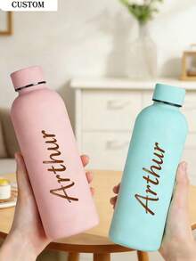 1件客製化雙層不鏽鋼咖啡杯/蘇打水瓶，運動保溫水杯，500ml/17oz 個性化姓名杯，多色可選，適合開學、節日與生日禮物 - 彩色 - 查看 7