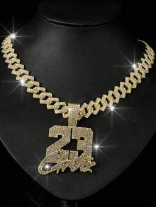 Collar con colgante de estrella y número 23 brillante para hombres, accesorios de collar de cadena cubana estilo hip hop - Collar colgante con el número 23 - Ver 3