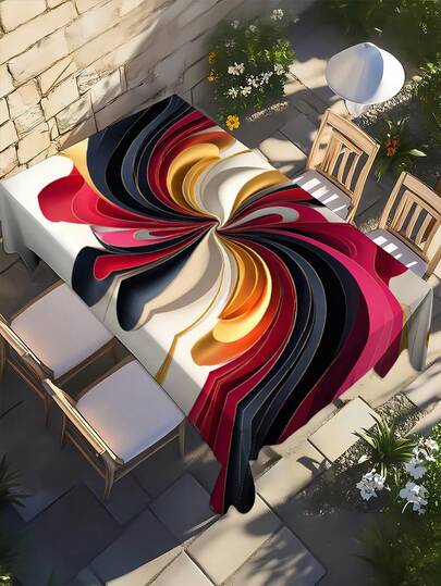 1 pieza Mantel rectangular con patrón abstracto de color rojo y negro, impermeable y resistente al aceite, fácil de limpiar, regalo perfecto para fiestas al aire libre, picnics, cenas, días festivos