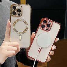 1 ốp bảo vệ ống kính từ tính mạ điện bóng, tương thích với IP17 Air, 17 Pro Max, 11, 12, 13, 14, 15, 16 Pro/Pro Max, S22, S23, S24, S25 Ultra, A54, A55, hỗ trợ sạc không dây. - Màu xanh lam - Xem 3