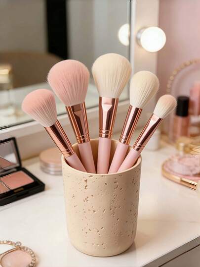 1 hộp đựng đồ màu be vân đá - Hộp đa năng đựng cọ trang điểm và cốc rửa mặt/cốc đựng bàn chải đánh răng, hộp đựng đồ dùng văn phòng tối giản, thích hợp cho bàn trang điểm, văn phòng, phòng tắm và bồn rửa (áp dụng được cho nhiều mục đích).