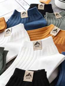 男士薄款夏季袜，山峰图案短袜，复古休闲袜 - 彩色 - 查看 6