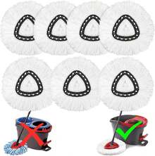 4 Pack Mop Heads Replacements Easy Wring Spin System, Microfiber Refills, Easy Cleaning Mop Replace - 7件組單槽拖把 白色 - 查看 12
