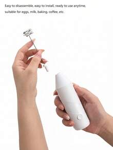 1个手持式电动奶泡器，家用烘焙工具，无线电池供电咖啡奶泡器饮料搅拌器，带不锈钢电动搅拌器，适用于咖啡、拿铁、卡布奇诺、热巧克力、蛋白粉等。 - 彩色 - 查看 5