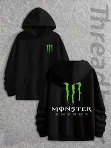 Off Road Motorcycle  Sweatshirt, Green Monster Paw Print Double-Sided Pattern Off-Road Vehicle Hooded Sweatshirt, Men's Casual Sports Hooded Sweatshirt, Long Sleeved Hooded Sweatshirt, Suitable For Autumn And Winter Wear, Suitable For Both Men And Women, The Best GiftWarm And Comfortable - 黑色 - 查看 7