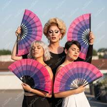 2 Abanico Plástico Bandera Bisexual Lgbt Orgullo Pericon Multicolor Bisexual - 2pcs - Ver 3