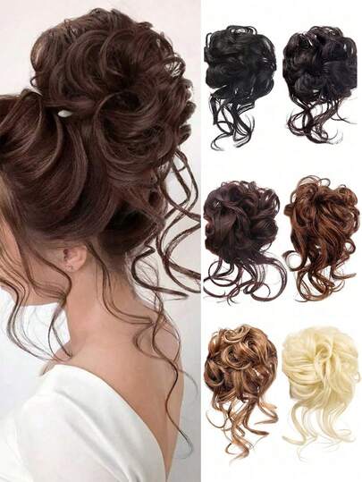 Extensión de cabello con moño desordenado, peluca de cola de caballo sintética con clip, coletero, extensiones de cabello adecuadas para uso diario y eventos de mujeres, accesorios de verano para el cabello, pinzas de playa, pinzas de vacaciones, elegantes ganchos para el cabello