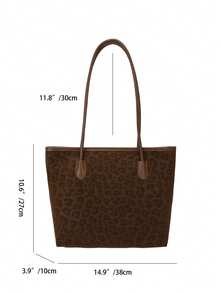 2pcs Women's Black Quilted Lining Tote Bag, Fashion Large Capacity Shoulder Bag, Snap Closure, Casual Street Style, Suitable For Daily Commute & Photography - Coffee Brown - View 5