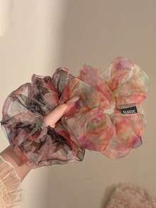 1pc Cloud Bubble Mesh Hair Scrunchie, Elegant Hair Tie, Ponytail Holder Hair Accessory - Multicolor - View 6