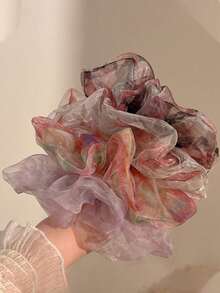 1pc Cloud Bubble Mesh Hair Scrunchie, Elegant Hair Tie, Ponytail Holder Hair Accessory - Multicolor - View 8