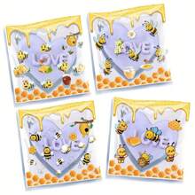 100pcs Yellow Bee Themed Self-Sealing Bags, Honeycomb Pattern Gift Bags For Birthday, Wedding, Baby Shower, Party Decorations, Gift Packaging - View 5
