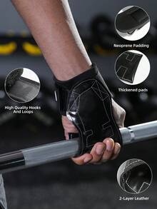 VBOSI 1 Pair Thickened Wrist Support Straps - Thickened Padding And Metal Adjustment Buckle Design, Suitable For Weight Training And Gym Workouts - Black - View 2