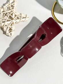 1pc Large Duck Clip Bow Hair Clip, Suitable For Thick Hair, Fashionable Seamless Non-Slip Bun Clip - Multicolor - View 4