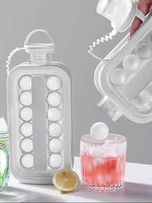 Máy làm đá 2 trong 1 hình quả bóng khúc côn cầu, khay làm đá bằng silicon gia dụng, hộp và túi đựng đá. - Xem 6