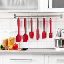 Bộ 6 thìa silicon, thìa cao su dùng để nướng, nấu nướng và trộn, chịu nhiệt cao, dụng cụ nhà bếp chống dính (Đỏ, Đen) - Nhiều màu - Xem 7