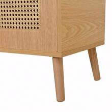 Meuble à chaussures, banc d'entrée en rotin avec rangement pour chaussures et coussin d'assise – Banc d'entrée multifonctionnel avec tiroirs et compartiments ouverts, une porte de placard - Couleur naturelle - Voir 11