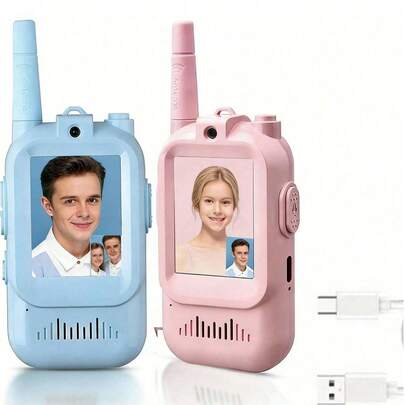 2pcs Rechargeable Walkie Talkies Toy With HD Camera And Voice Changer, Suitable For Outdoor Play, Camping, Travel, Hiking, Long-Time Use, Ideal Gift For Boys And Girls, 650mAh