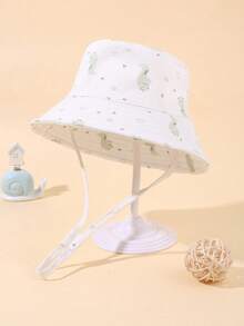 1 chiếc mũ chống nắng thoáng khí in hình khủng long hoạt hình cho trẻ em, có dây buộc cằm, kiểu dáng dễ thương, thường ngày cho hoạt động ngoài trời mùa hè. - Nhiều màu - Xem 16