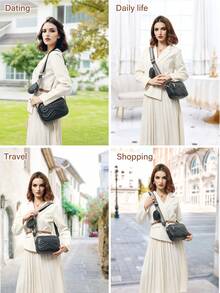 Crossbody Small Bag, Can Be Converted Into A Single-Shoulder Bag, Quilted V-Pattern Crossbody Wallet, Small Waterproof Single-Shoulder Handbag With Adjustable Shoulder Strap, Black - Multicolor - View 9