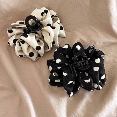 Kẹp tóc hình đám mây chấm bi kiểu Pháp cỡ lớn năm 2026, kẹp tóc hình nơ bong bóng, kẹp tóc hình bướm thanh lịch, kẹp tóc dùng cho kiểu tóc búi cao.